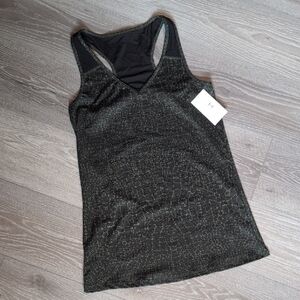 Halston Heritage Black and Gold Textured Tank Top